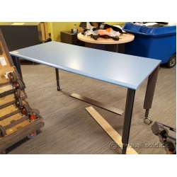 Blue Teknion 60"L x 30"W Height Adjustable Mobile Work Table